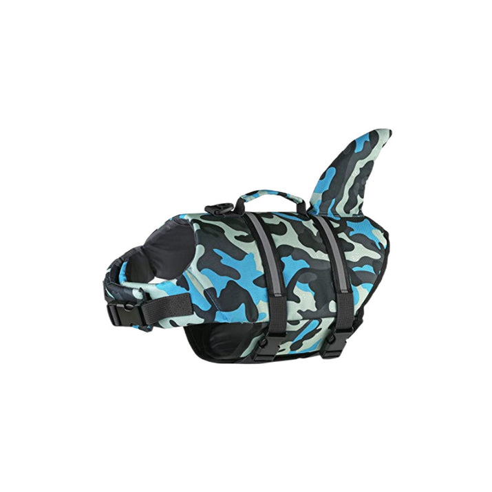 Blue camouflage FinFloat shark fin pet life jacket